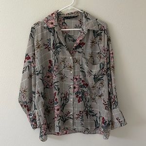 Zara floral long sleeve button up